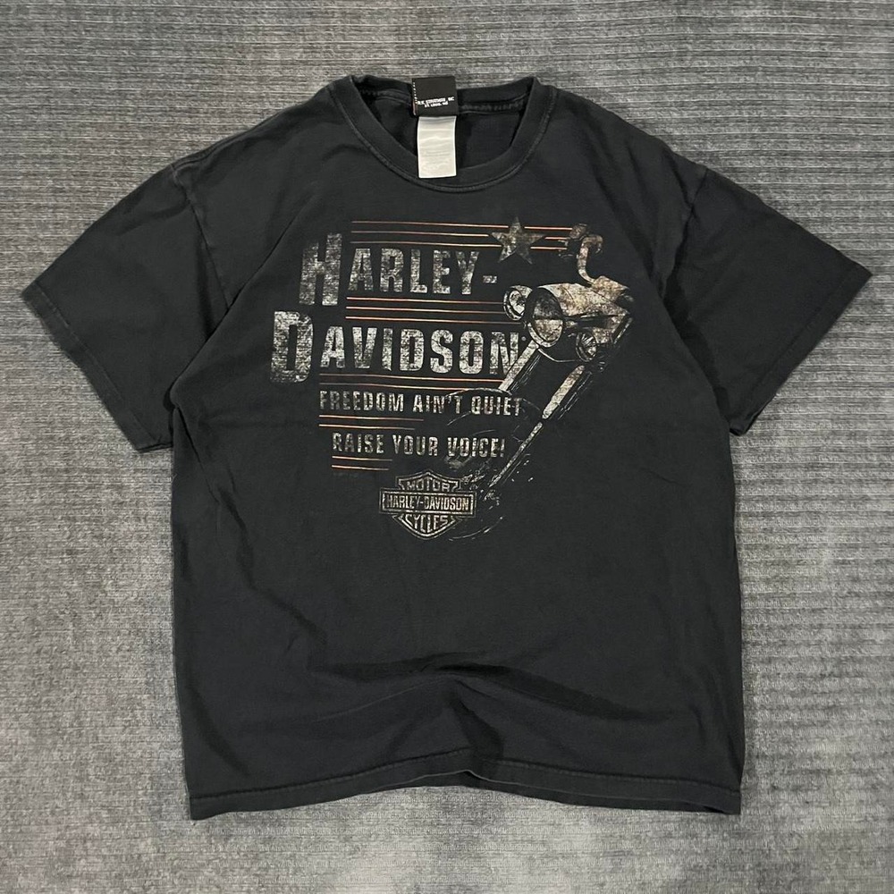 Y2K Harley Davidson Military T-Shirt Black Large Grand Rapids, MI.